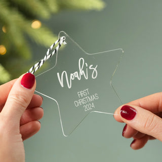 First Christmas Star Ornament - Clear Acrylic
