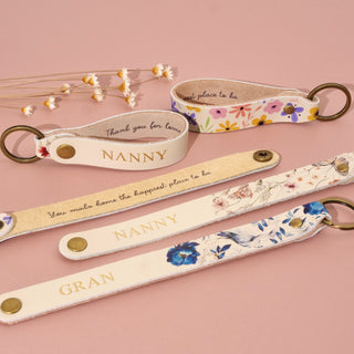 Personalised Leather Keytag - Florals - Arlo and Co