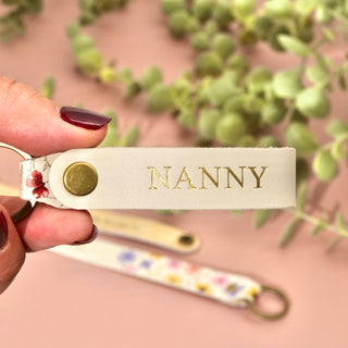 Personalised Leather Keytag - Florals - Arlo and Co
