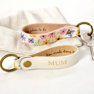 Personalised Leather Keytag - Florals - Arlo and Co