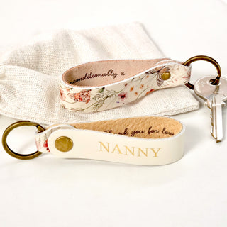 Personalised Leather Keytag - Florals - Arlo and Co