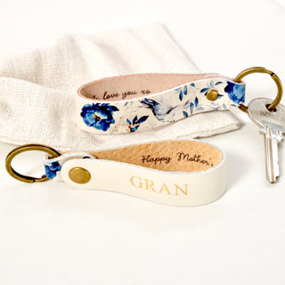 Personalised Leather Keytag - Florals - Arlo and Co