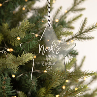 First Christmas' Star Ornament - Clear Acrylic - Arlo & Co