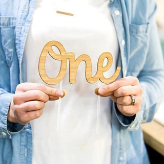 Bamboo Name Cake Topper - Arlo and Co