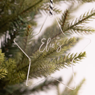 First Christmas' Star Ornament - Clear Acrylic - Arlo & Co