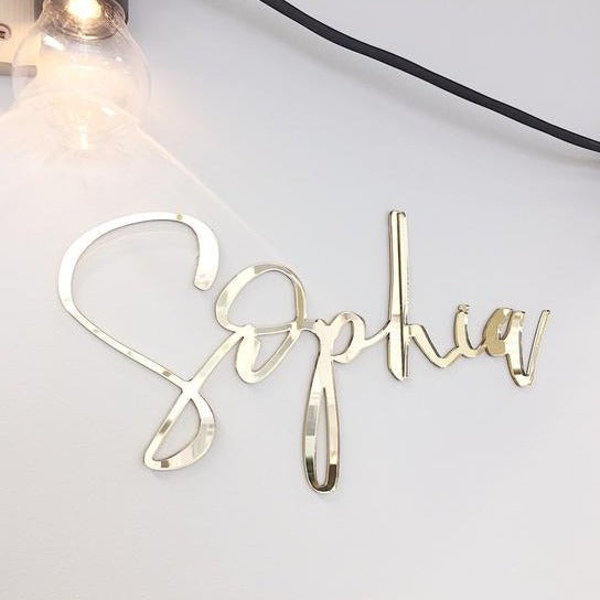 Gold Mirror Name Plaque - 5 Fonts, 3 Sizes