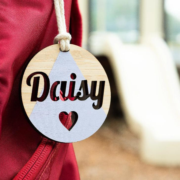 Wooden name bag tags hotsell