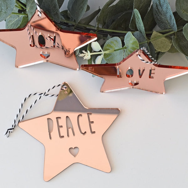 Star Ornament Set - (Joy, Peace, Love)