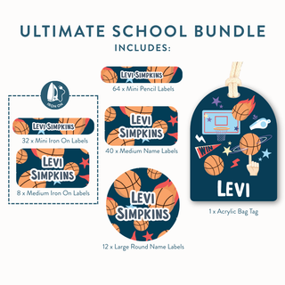 Ultimate School Bundle (Name Labels, Bag Tag & Iron On Labels)