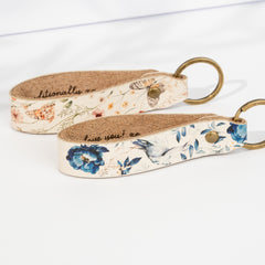 Personalised Leather Keytag - Florals - Arlo and Co