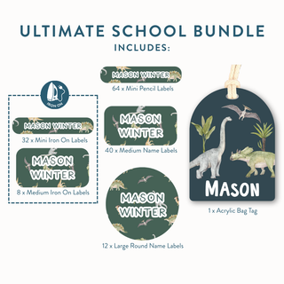 Ultimate School Bundle (Name Labels, Bag Tag & Iron On Labels)