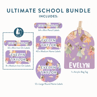 Ultimate School Bundle (Name Labels, Bag Tag & Iron On Labels) - Arlo and Co