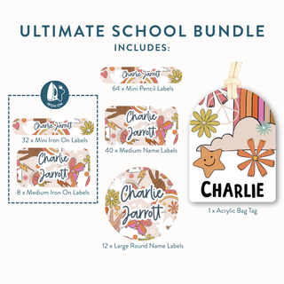 Ultimate School Bundle (Name Labels, Bag Tag & Iron On Labels)