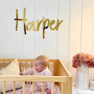 Gold Mirror Name Plaque - 5 Fonts, 3 Sizes - Arlo and Co