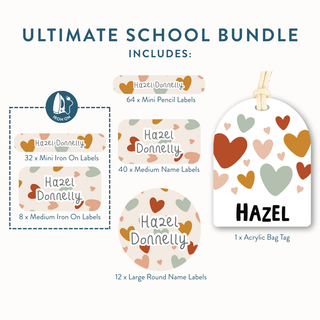 Ultimate School Bundle (Name Labels, Bag Tag & Iron On Labels)