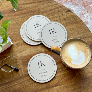 Personalised Leather Coaster Set