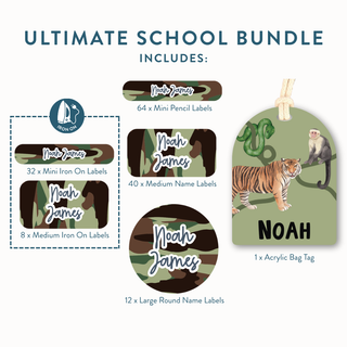Ultimate School Bundle (Name Labels, Bag Tag & Iron On Labels)