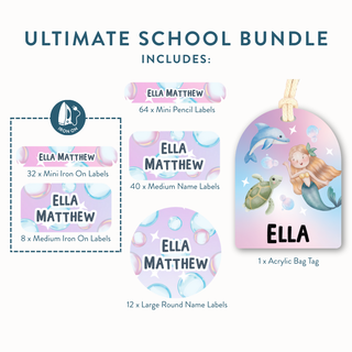 Ultimate School Bundle (Name Labels, Bag Tag & Iron On Labels)
