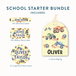 School Starter Bundle (Name Labels & Bag Tag)