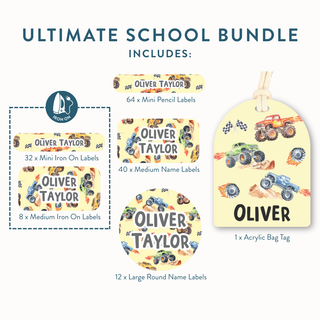 Ultimate School Bundle (Name Labels, Bag Tag & Iron On Labels)