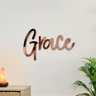Rose Gold Mirror Name Plaque - 5 Fonts, 3 Sizes - Arlo and Co