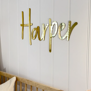 Gold Mirror Name Plaque - 5 Fonts, 3 Sizes - Arlo and Co