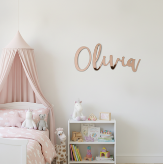 Rose Gold Mirror Name Plaque - 5 Fonts, 3 Sizes