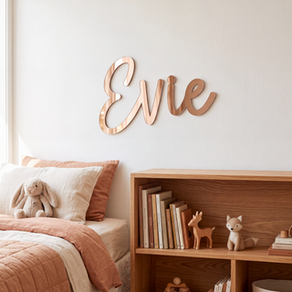 Rose Gold Mirror Name Plaque - 5 Fonts, 3 Sizes