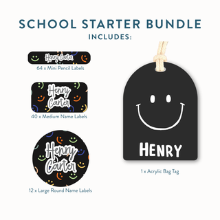 School Starter Bundle (Name Labels & Bag Tag)