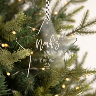 First Christmas' Star Ornament - Clear Acrylic - Arlo & Co