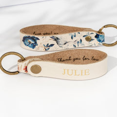 Personalised Leather Keytag - Florals - Arlo & Co