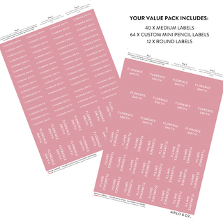 VALUE PACK (FULL COLOUR) - 116 Name Labels - Arlo & Co