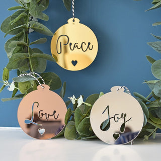 Cursive Ornament Set - (Joy, Peace, Love) - Arlo & Co