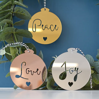 Cursive Ornament Set - (Joy, Peace, Love) - Arlo & Co