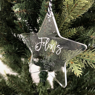First Christmas' Star Ornament - Clear Acrylic - Arlo & Co