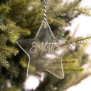 First Christmas' Star Ornament - Clear Acrylic - Arlo & Co