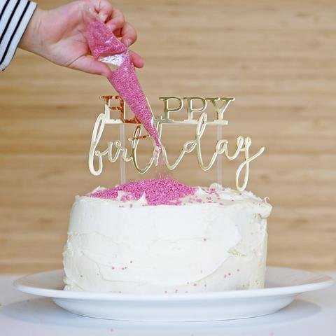 Happy Birthday Modern Cake Topper