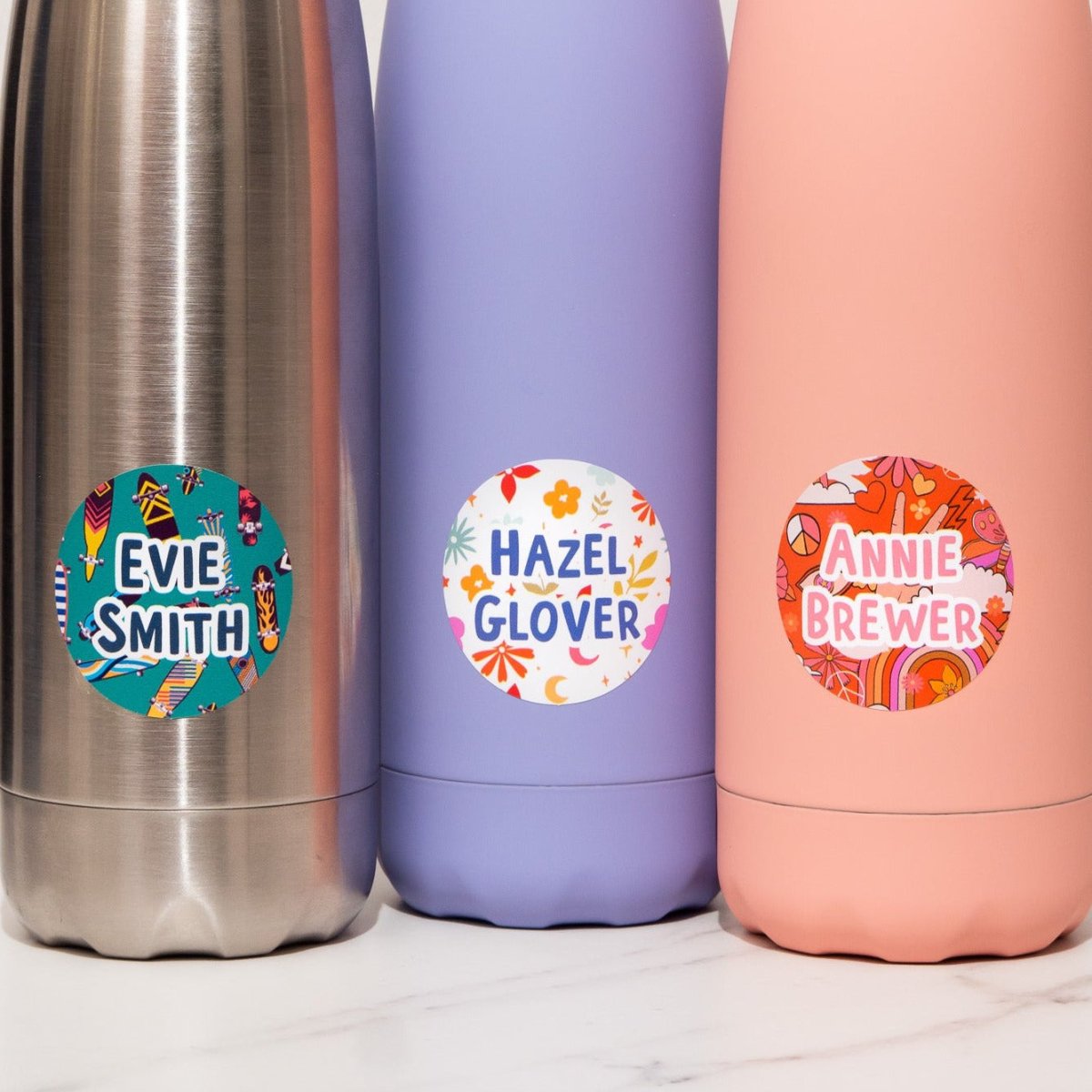 Personalised Name Labels for Kids Large Round PATTERN Arlo & Co