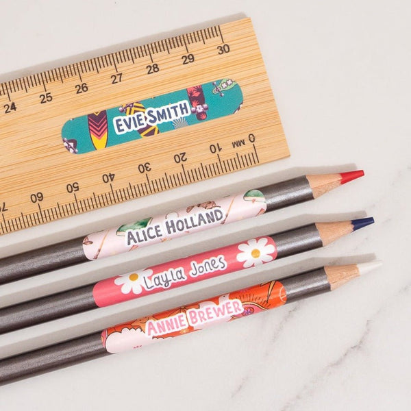 Personalised Name Labels for Pencils - Mini PATTERN Stickers