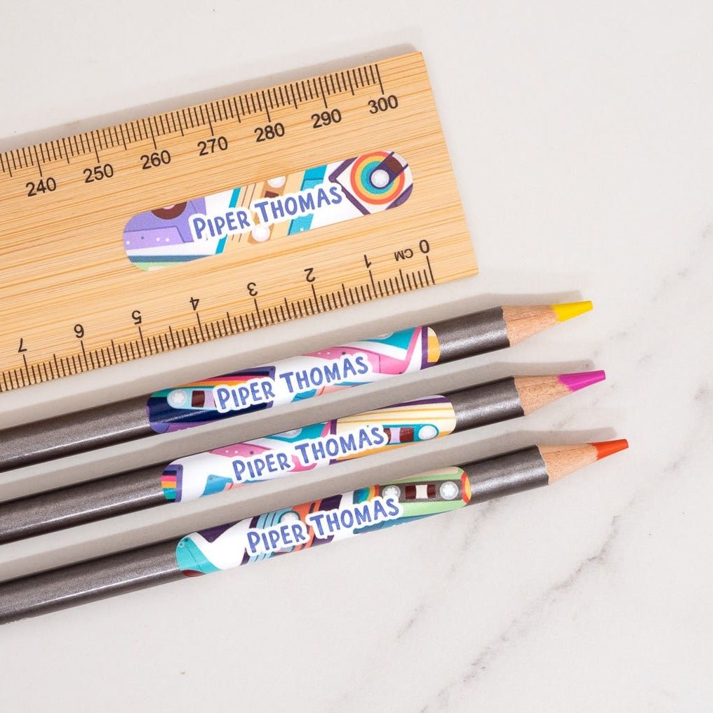 Personalised Name Labels for Pencils - Mini PATTERN Stickers | Arlo & Co