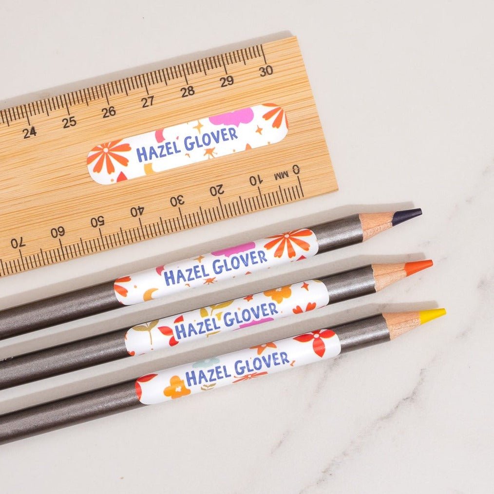 Personalised Name Labels for Pencils - Mini PATTERN Stickers | Arlo & Co