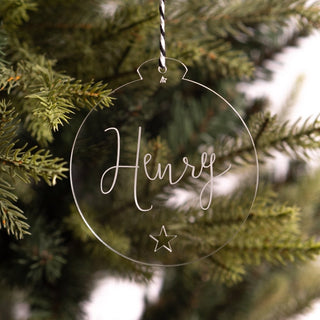 Personalised Script Font Ornament - Clear Acrylic - Arlo & Co