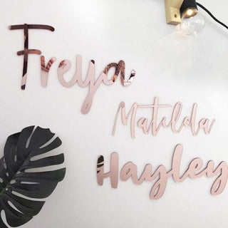 Rose Gold Mirror Name Plaque - 4 Fonts, 3 Sizes - Arlo and Co