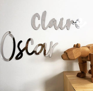 Silver Mirror Name Plaque - 4 Fonts, 3 Sizes - Arlo and Co